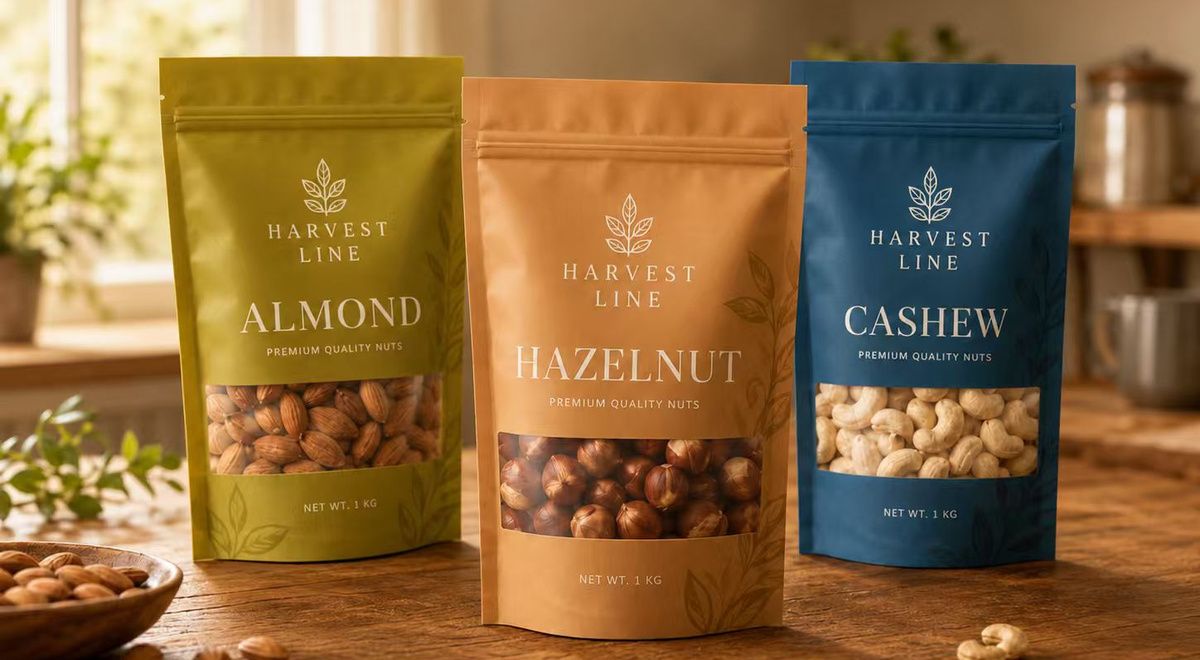 Custom stand-up pouches with clear window for premium nuts — Flexpouch Pack manufacturer